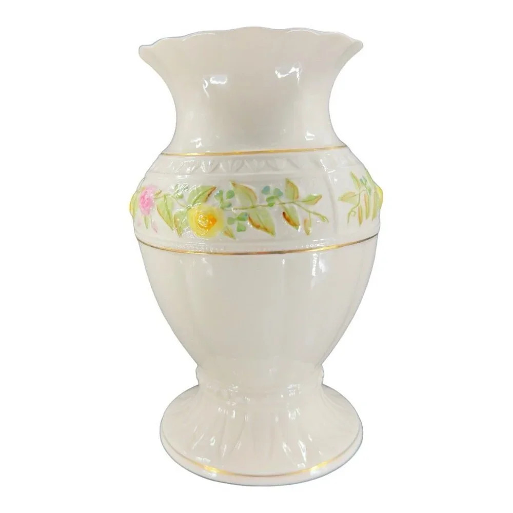 Vintage BELLEEK Classic‎ Rose Collection Large Size Porcelain Vase Vessel Marked